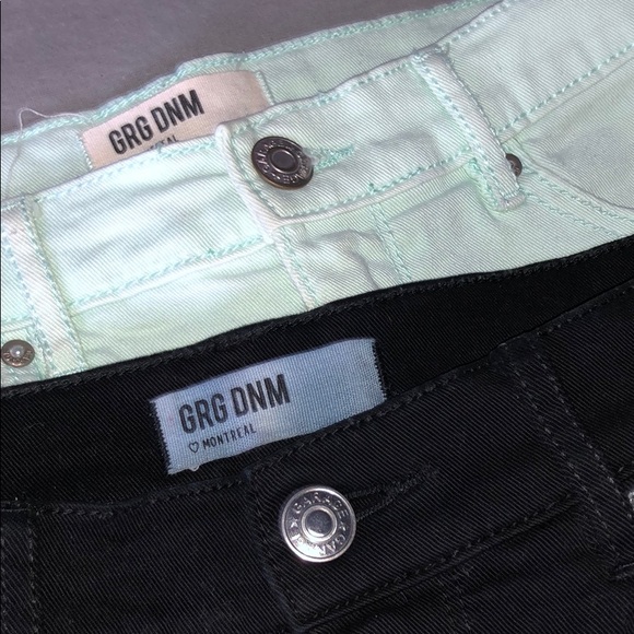 2/$20🔥GARAGE DENIM SHORTS IN BLACK AND MINT GREEN - Picture 2 of 8